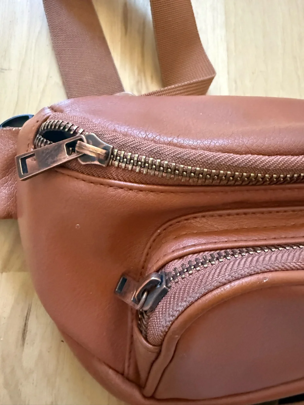 Kibou Travel Diaper Bag/Fanny Pack Vegan Leather Brown 11